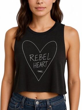 Black Crop Muscle Tee with Cut Out Design